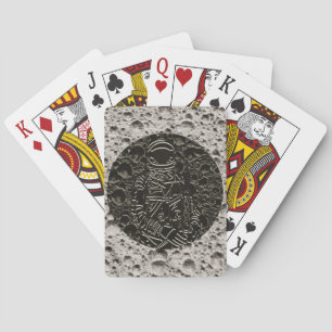 Astronaut op de Maan Space Zwart & Grijs Pokerkaarten