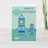 Astronaut op de Mon Space Happy Birthday Kaart (Voorkant)