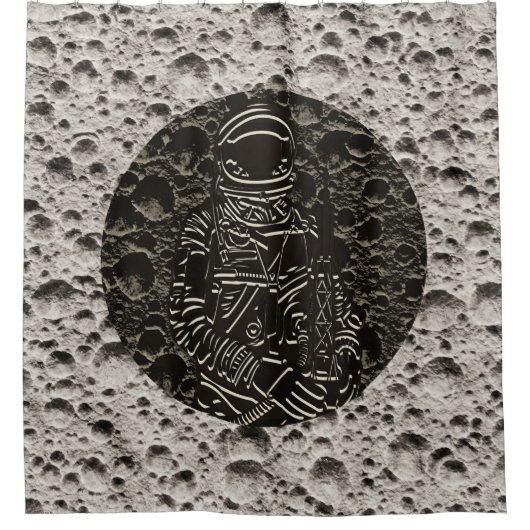 Astronaut op de Moon Space Black & Grey Douchegordijn (Voorkant)