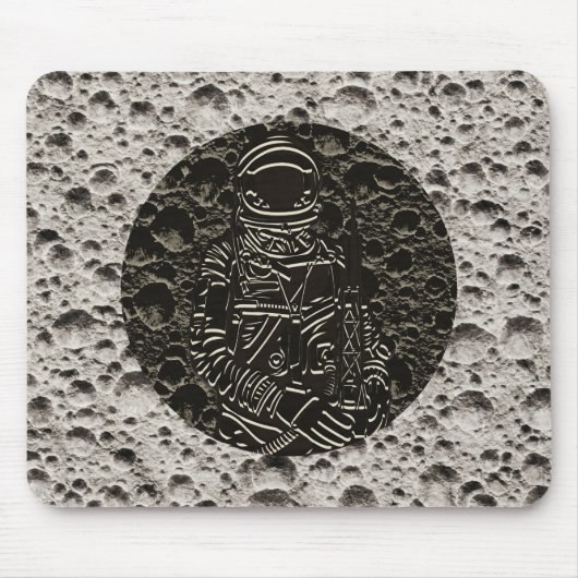 Astronaut op de Moon Space Black & Grey Muismat (Voorkant)