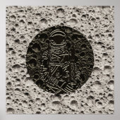 Astronaut op de Moon Space Black & Grey Poster (Voorkant)