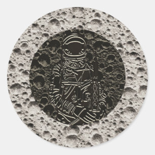 Astronaut op de Moon Space Black & Grey Ronde Sticker