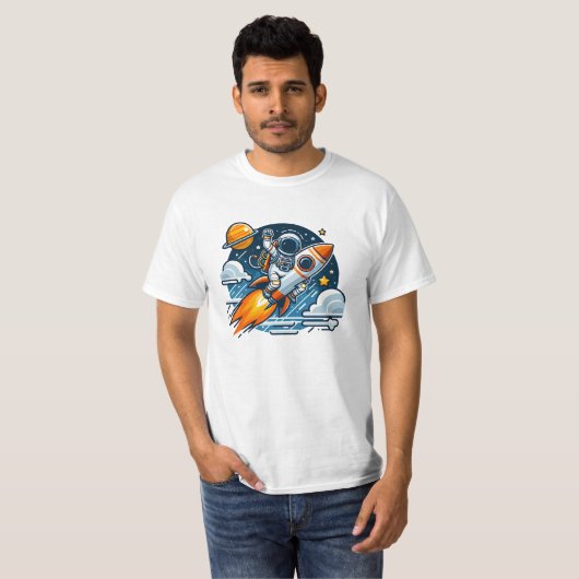 astronaut op de raket t-shirt (Voorkant volledig)