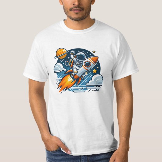 astronaut op de raket t-shirt (Voorkant)