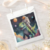 Astronaut op dino in de ruimte bedankzakje (Geknipt)