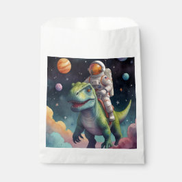 Astronaut op dino in de ruimte bedankzakje