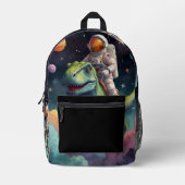 Astronaut op Dino in de ruimte Bedrukte Rugzak (Voorkant)