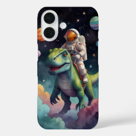 Astronaut op Dino in de ruimte iPhone 16 Hoesje