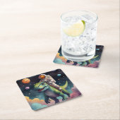 Astronaut op dino in de ruimte kartonnen onderzetters (Insitu)