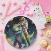 Astronaut op dino in de ruimte papieren bordje (Feest)