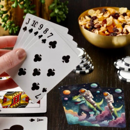 Astronaut op dino in de ruimte pokerkaarten