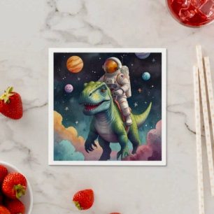 Astronaut op Dino in de ruimte  Servet