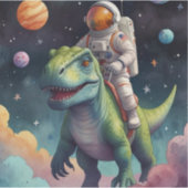 Astronaut op dino in de ruimte sticker (Voorkant)
