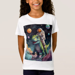 Astronaut op dino in de ruimte t-shirt