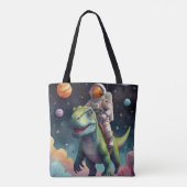 Astronaut op Dino in de ruimte Tote Bag (Achterkant)