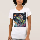Astronaut op Dino in ruimte T-shirt  (Voorkant)