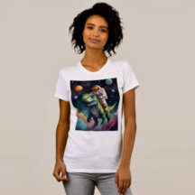 Astronaut op Dino in Space T-Shirt