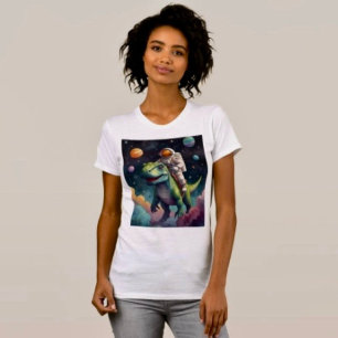 Astronaut op Dino in Space T-Shirt
