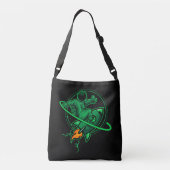 Astronaut op een raket rond Saturnus | Crossbody Tas (Achterkant)