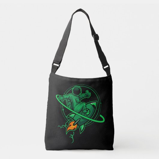 Astronaut op een raket rond Saturnus | Crossbody Tas (Voorkant)