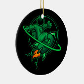 Astronaut op een raket rond Saturnus | Keramisch Ornament (Rechts)