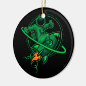 Astronaut op een raket rond Saturnus | Keramisch Ornament (Links)