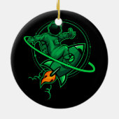 Astronaut op een raket rond Saturnus | Keramisch Ornament (Achterkant)