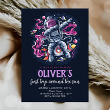 Astronaut op een ruimteraket met sterren en planet