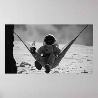 Astronaut op hangmat op de maan poster
