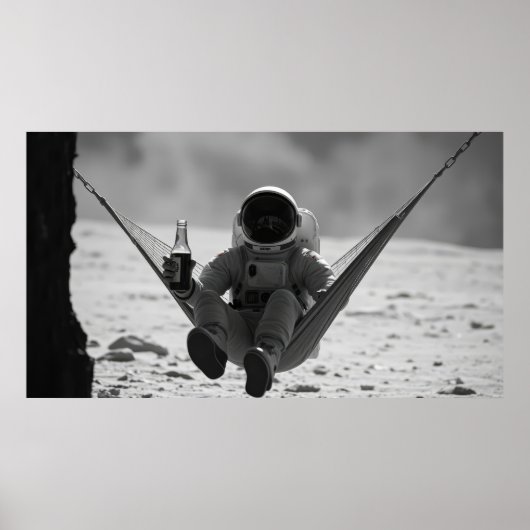Astronaut op hangmat op de maan poster (Voorkant)