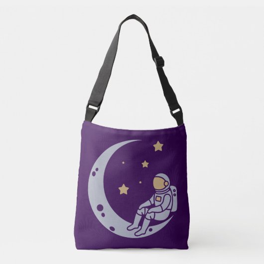 Astronaut op het ontwerp van de halve maan crossbody tas (Voorkant)