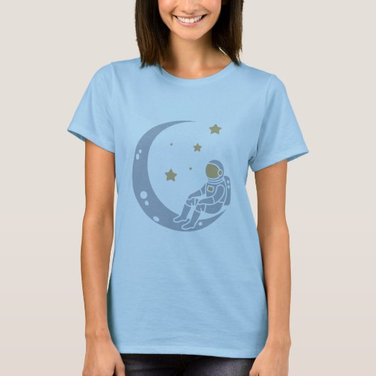 Astronaut op het ontwerp van de halve maan t-shirt (Voorkant)