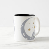 Astronaut op het ontwerp van de halve maan tweekleurige koffiemok (Voorkant rechts)