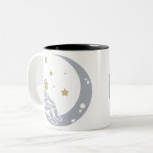 Astronaut op het ontwerp van de halve maan tweekleurige koffiemok (Voorkant links)