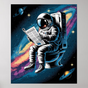 Astronaut op het toilet poster