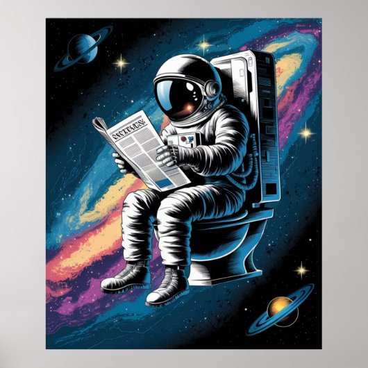Astronaut op het toilet poster (Voorkant)