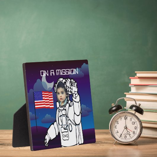 astronaut op maan buitenruimte jongen verjaardag fotoplaat