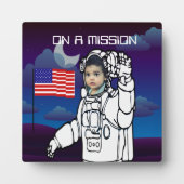 astronaut op maan buitenruimte jongen verjaardag fotoplaat (Voorkant)