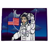 astronaut op maan buitenruimte jongen verjaardag groot cadeauzakje (Voorkant)