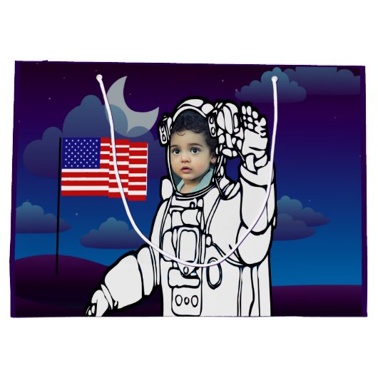astronaut op maan buitenruimte jongen verjaardag groot cadeauzakje (Achterkant)