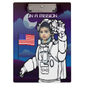 astronaut op maan buitenruimte jongen verjaardag klembord (Voorkant)