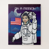 astronaut op maan buitenruimte jongen verjaardag legpuzzel (Verticaal)
