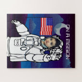astronaut op maan buitenruimte jongen verjaardag legpuzzel (Horizontaal)
