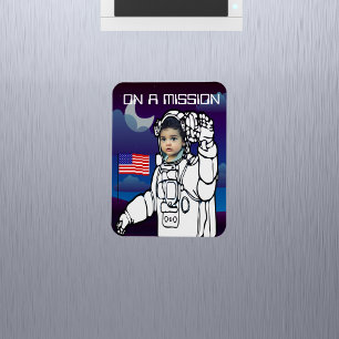 astronaut op maan buitenruimte jongen verjaardag magneet