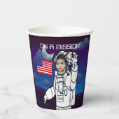 astronaut op maan buitenruimte jongen verjaardag papieren bekers (Achterkant)