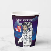 astronaut op maan buitenruimte jongen verjaardag papieren bekers (Voorkant)