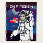 astronaut op maan buitenruimte jongen verjaardag planner (Voorkant)