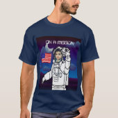 astronaut op maan buitenruimte jongen verjaardag t-shirt (Voorkant)