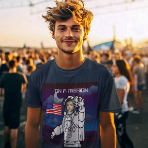 astronaut op maan buitenruimte jongen verjaardag t-shirt