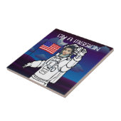 astronaut op maan buitenruimte jongen verjaardag tegeltje (Zijkant)